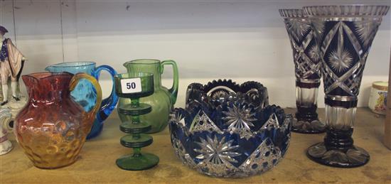 Mixed cut/coloured glassware